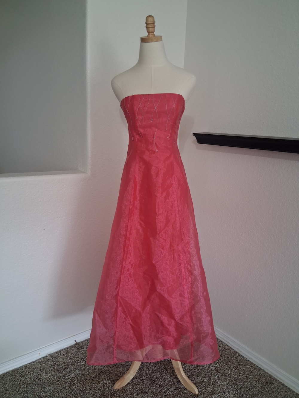 Roberta Strapless Coral-Pink Maxi Evening Dress Suze 3/4